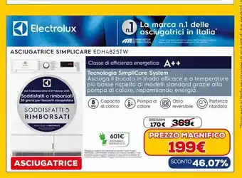 Euronics Asciugatrice electrolux simplicare edh4825tw offerta