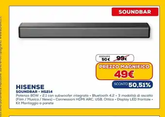 Euronics Soundbar hisense - hs214 offerta