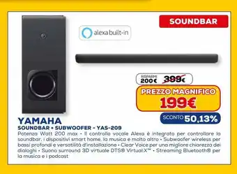 Euronics Soundbar + sunbwoofer - yas - 209 yamaha offerta