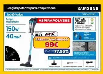 Euronics Aspirapolvere samsung jet 60 turbo offerta