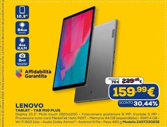 Euronics Lenovo tablet - tab m10 plus offerta