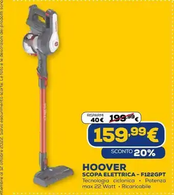 Euronics Scopa elettrica hoover - f122gpt offerta