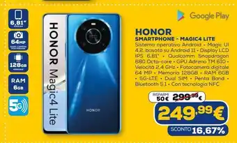 Euronics Smartphone magic4lite honor offerta