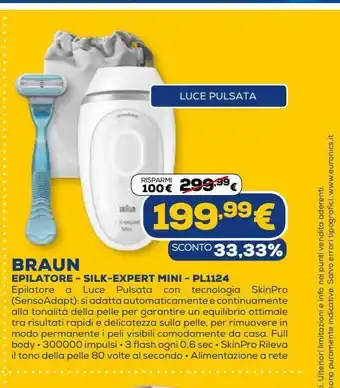 Euronics Epilatore - silk - expert mini - pl 1124 braun offerta