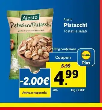 Lidl Pistacchi tostati e salati 500g offerta