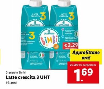 Lidl Latte crescita 3 uht offerta