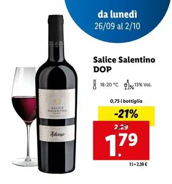 Lidl Salice salentino dop offerta