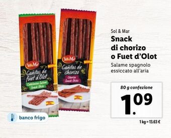 Lidl Snack di chorizo o fuet d'olot offerta