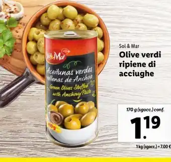 Lidl Olive verdi ripiene di acciughe offerta