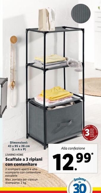 Lidl Scaffale a 3 ripiani con contenitore offerta