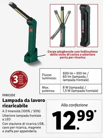 Lidl Lampada da lavoro ricaricabile offerta