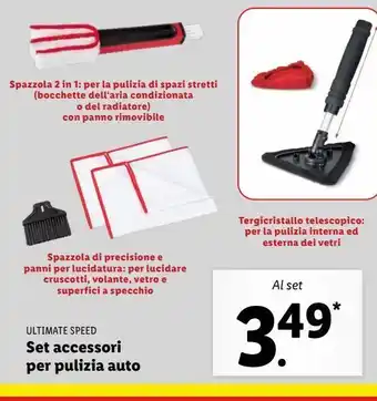 Lidl Set accessori per la pulizia auto offerta