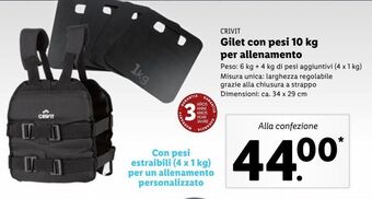 Lidl Gilet con pesi 10 kg per allenamento offerta