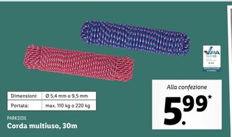 Lidl Corda multiuso 30m offerta