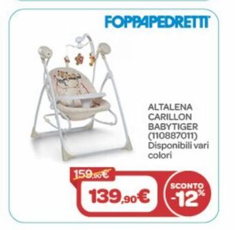 Bimbo Store Altalena carillon babytiger offerta