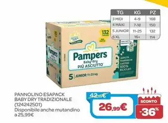 Bimbo Store Pannolino esapack baby dry tradizionale pampers offerta