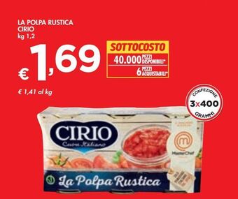 Bennet La polpa rustica cirio kg 1.2 offerta
