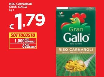 Bennet Riso carnaroli gran gallo kg 1 offerta