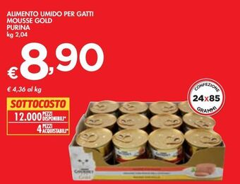 Bennet Alimento umido per gatti mousse gold purina kg 2.04 offerta