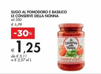 Bennet Sugo al pomodoro e basilico le conserve della nonna ml 350 offerta