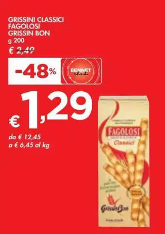 Bennet Grissini classici fagolosi grissin bon g 200 offerta