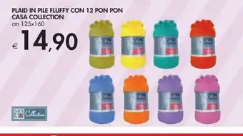 Bennet Plaid in pile fluffy con 12 pon pon casa collection offerta
