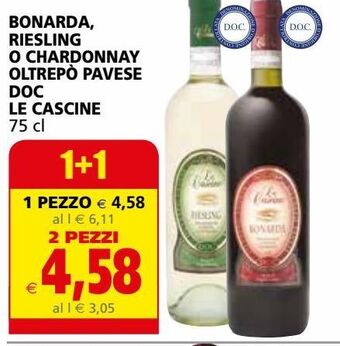 Il Gigante Bonarda, riesling o chardonnay oltrepo' pavese doc le cascine offerta