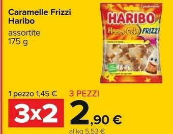 Carrefour Haribo Caramelle Frizzi Happy Cola 175 G offerta