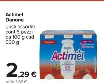 Carrefour Danone Actimel Fragola 600 G(ml) offerta