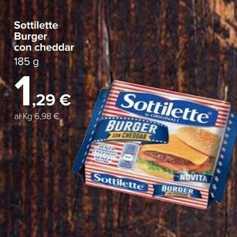 Carrefour Mondelez Sottilette Le Originali Burger Con Cheddar 185 G(ml) offerta