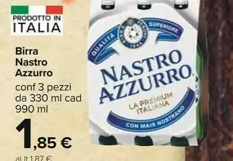 Carrefour Nastro Azzurro Birra Superiore Italiana 330 G(ml) offerta