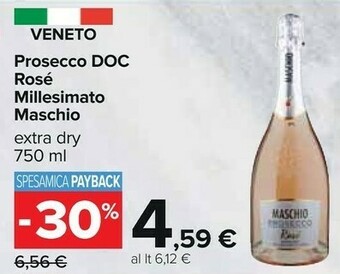 Carrefour Cantine maschio Prosecco Doc Rosé Millesimato Extra Dry 750 Ml offerta