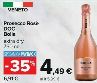 Carrefour Bolla Prosecco Rosè Doc Extra Dry 750 Ml offerta