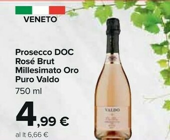 Carrefour Valdo Prosecco Doc Rosé Brut Millesimato Oro Puro 750 Ml offerta