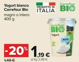 Carrefour Carrefour - Yogurt Bianco Magro Biologico offerta
