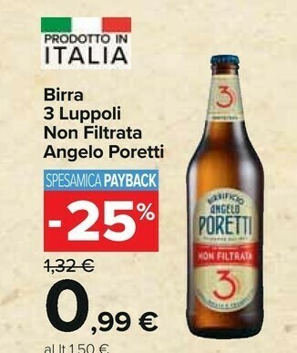 Carrefour Angelo poretti Birra 3 Luppoli Non Filtrata offerta