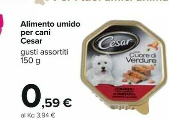 Carrefour Cesar Alimento Umido Per Cani Con Cuore Di Verdure 150 G offerta