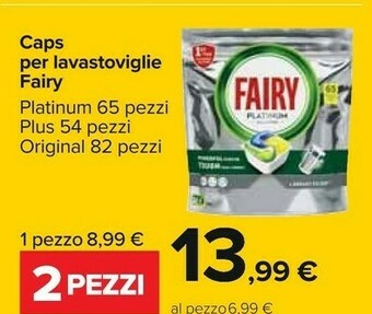 Carrefour Fairy Caps Per Lavastoviglie Platinum 65 Pezzi/ Plus 54 Pezzi/ Original 82 Pezzi offerta