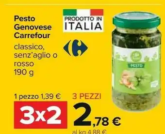 Carrefour Carrefour Pesto Genovese Classico/ Senz'aglio/ Rosso 190 G offerta