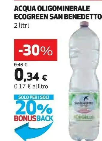 Coop San Benedetto Acqua Oligominerale Ecogreen offerta