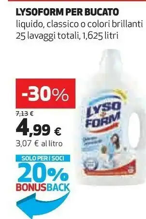 Coop Lysoform Detergente Per Bucato Liquido/ Classico / Colori Brillanti offerta