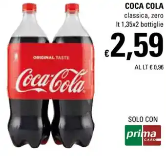 Basko Coca Cola classica, zero lt 1,35x2 bottiglie offerta