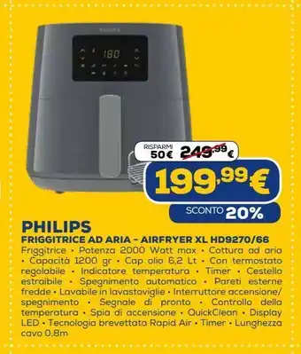 Euronics Friggitrice ad aria - airfryer xl hd9270/66 philips offerta