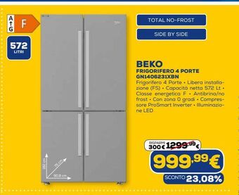 Euronics Beko frigorifero 4 porte gn1406231xbn offerta