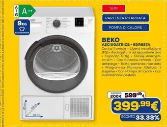 Euronics Beko asciugatrice - erd927a offerta