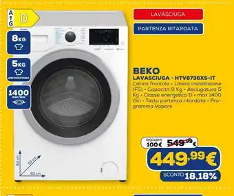 Euronics Beko lavatrice - htv8736xs-it offerta