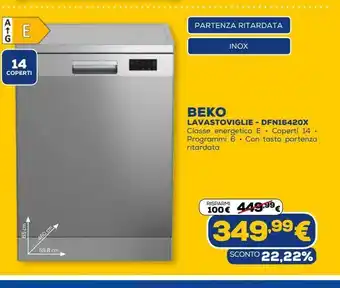 Euronics Beko lavastoviglie - dfn16420x offerta