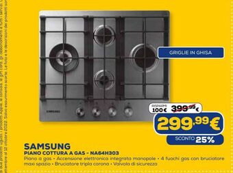 Euronics Piano cottura a gas samsung - na64h303 offerta