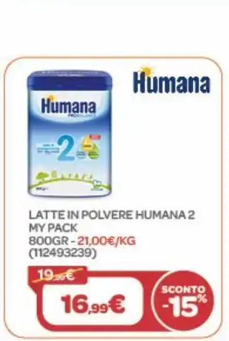 Bimbo Store Latte in polvere humana 2 my pack 800gr offerta