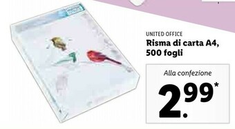 Lidl United Office Risma Di Carta A4, 500 Fogli offerta